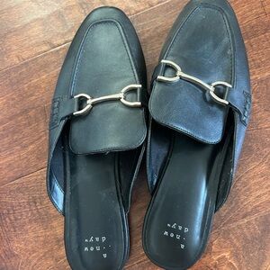 a new day Black Loafers with Silver Buckle